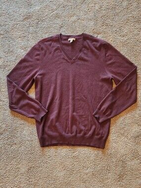 Burberry Men's V-Neck Sweater in Plum